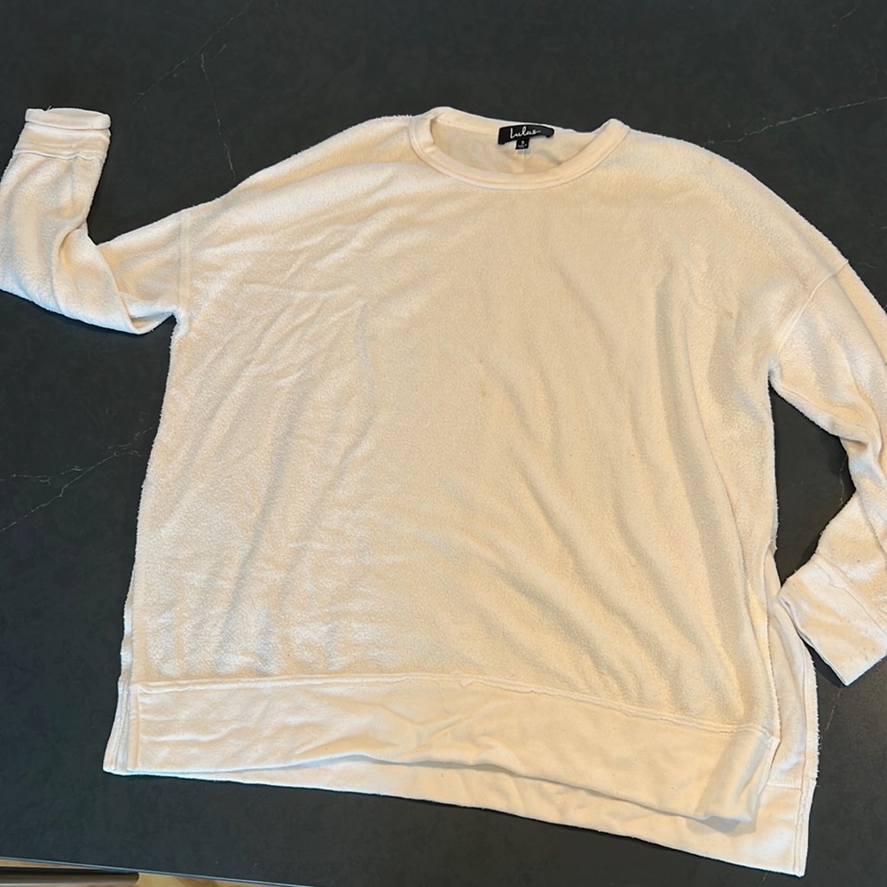 oversized white thermal top